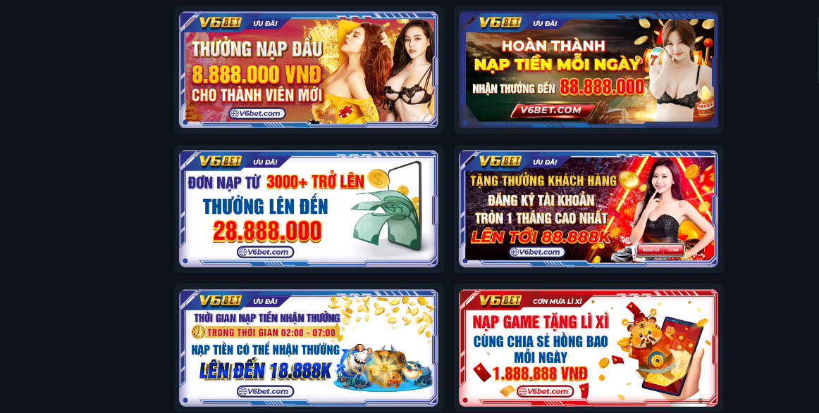 Hoạt động khuyến mãi tại nhà cái trực tuyến V6BET